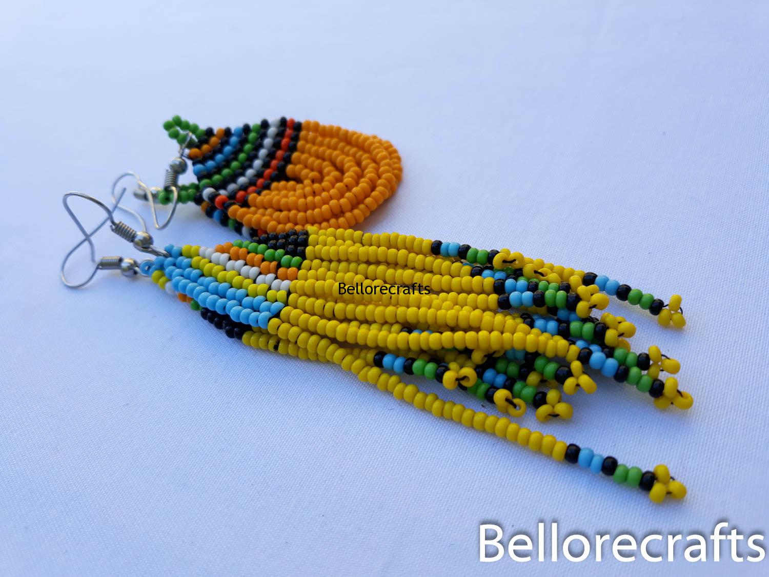 African Beaded Masaai Tribal Earrings, Finely Crafted