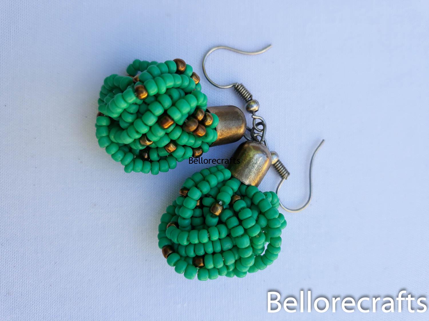 African Maasai Beaded Drop Earrings – Green
